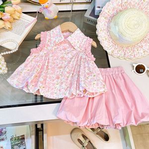Nouvelle collection Sweety Summer, tenues florales pour enfants, chemise sans manches et <span class=keywords><strong>short</strong></span> bouffant, ensemble de vêtements pour filles princesse 2 pièces - Product Image 2