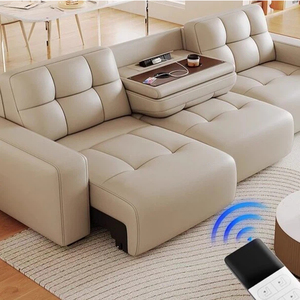 Canapé-lit électrique en <span class=keywords><strong>cuir</strong></span> véritable, style italien minimaliste, avec télécommande, canapé en <span class=keywords><strong>cuir</strong></span> rétractable - Product Image 3