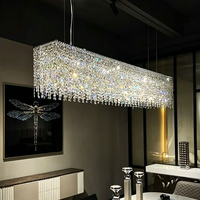 Lustre rectangulaire en cristal de luxe léger, à intensité variable, anti-éblouissement, LED, pour salle à manger, bar, directement de l'usine
