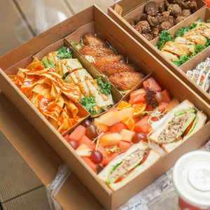 Eco Friendly Recyclable Food Platter Kraft Paper Picnic Storage Packaging Box