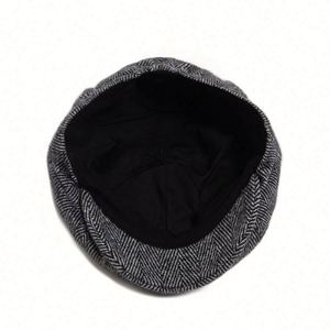 หมวกทรงนิวส์บอยลายก้างปลาสไตล์วินเทจสำหรับผู้ชาย ฤดูใบไม้ผลิ/ฤดูใบไม้ร่วง ปี 2025 เหมาะสำหรับกิจกรรมกลางแจ้ง อุ่นสบาย ทันสมัย หมวกเบเร่ต์สำหรับผู้สูงอายุ  รับสกรีนโลโก้แบรนด์ - Product Image 3