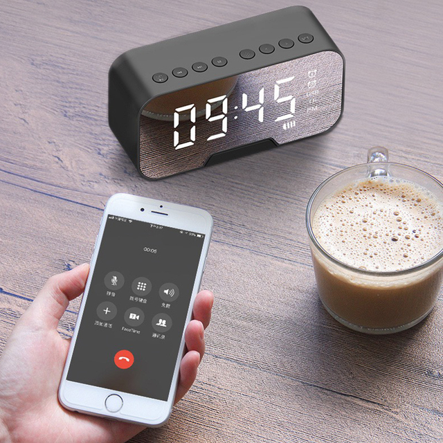 Hot Sale G2 Wireless Speaker Mirror LED Alarm Clock Multifunction Music Player Digital Table Clock with Dual Alarm Mode
