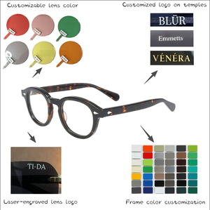 <span class=keywords><strong>Gafas</strong></span> Estilo <span class=keywords><strong>Johnny</strong></span> <span class=keywords><strong>Depp</strong></span> para Hombre con Filtro de Luz Azul Montura de Acetato Lentes Transparentes de <span class=keywords><strong>Marca</strong></span> de Diseñador para Ordenador Redondas Masculinas - Product Image 3