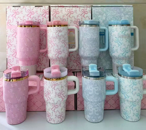 แก้วน้ำสแตนเลสแบบมีหูจับ ขนาด 40 ออนซ์ พร้อมกล่องของขวัญ ขายส่ง แก้วน้ำเก็บความเย็น พร้อมหลอดสแตนเลส สำหรับกิจกรรมกลางแจ้ง - Product Image 2