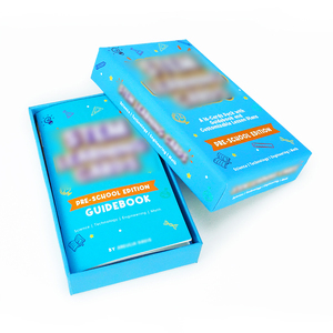 Jeu de 14 cartes flash éducatives préscolaires personnalisées à coins arrondis avec boîte rigide en deux parties et guide d'utilisation - Product Image 1
