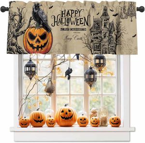 Voilages de fenêtre Halloween personnalisables : Jack O'Lantern, Corbeau, Maison Hantée – Rideaux de cuisine imprimés - Product Image 1