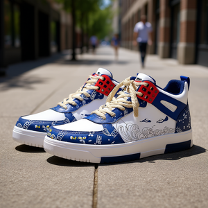 Nbd Baskets montantes décontractées pour homme, style basketball imprimé, blanches, à bout rond, à lacets, tendance mode, pour la marche, collection Printemps - Product Image 2