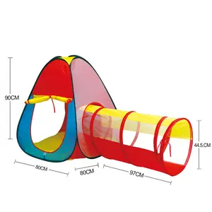 彩色折叠儿童游戏屋帐篷室内室外游戏帐篷带爬行隧道