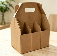 Boîte de transport pliable auto-érectrice en papier kraft biodégradable et écologique pour 6 bouteilles de vin ou de bière, avec poignée, fabriquée à partir de matériaux recyclés