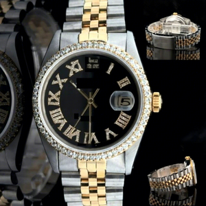 Montre Hip Hop en Acier Inoxydable avec Cadran en Verre Moissanite Givré, Rond, Résistante à l'Eau 10 ATM, Bracelet à Boucle Déployante - Product Image 1