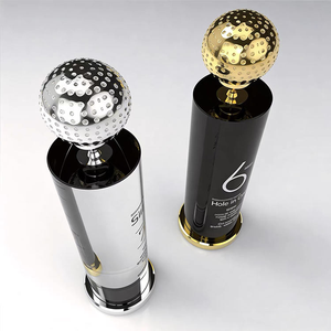 Trofeo in Cristallo Personalizzato per Competizioni di Golf, Premio Campione Totale di Buche, Souvenir con Design Cilindrico - Product Image 2