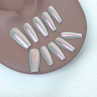 Les ongles artificiels de haute qualité, faits à la main, Style simple Aurora Purple, peuvent être réutilisés en usine, vente en gros