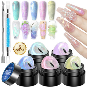 Non-Sticky <b>Nail</b> Carving Extension UV <b>Gel</b> <b>Set</b> with UV Lamp and Brush Non-Toxic Builder <b>Gel</b> Kit for DIY Manicure <b>Nail</b> Salon - Product Image 1