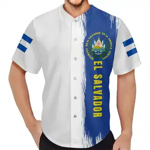 Print On Demand Heren Honkbal Uniform El Salvador Vlaggen Luxe Designer Ademende Button Down Shirt Sublimatie Jersey Low Moq