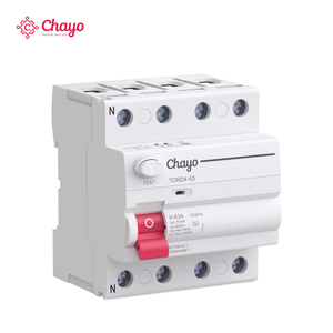 Disjoncteur différentiel (RCCB) 4P 400V <span class=keywords><strong>Type</strong></span> <span class=keywords><strong>A</strong></span> sur rail DIN, 30-300mA, pour projets électriques de bâtiments intelligents Chayo - Product Image 1
