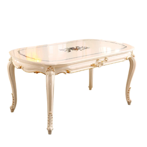 Luxury French Classic <b>Dining</b> <b>table</b> <b>White</b> Solid Wood Carving <b>Table</b> Chair <b>Dining</b> Set <b>Dining</b> <b>Room</b> Furniture - Product Image 5