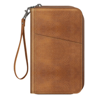Portefeuille de voyage personnalisé Haoran avec logo, organiseur de documents, pochette en cuir RFID, porte-passeport familial