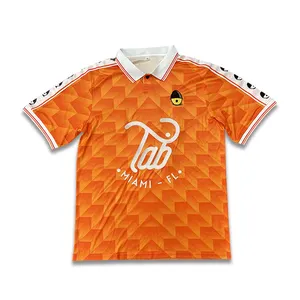 Customized Sublimated Embroidery Classic Soccer Polo Shirts Retro Football Jersey Uniform