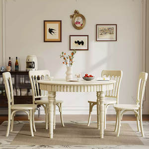 Juego de Mesa de Comedor de Madera Maciza Estilo Nórdico Wabi Sabi para Uso Comercial, Ecológico y Fácil de Limpiar - Product Image 1