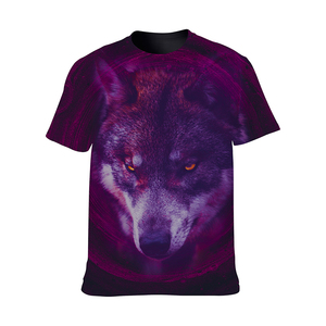 تي شيرت هيب هوب بأكمام قصيرة وتصميم ثلاثي الأبعاد مطبوع بشعار مخصص بالجملة، مصنوع من البوليستر 100٪ بتصميم حيوانات الأسد والنمر - Product Image 3