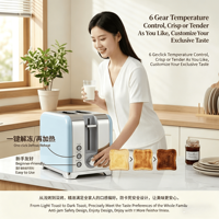 Grille-pain électrique rétro style années 50 en acier inoxydable à 2 fentes extra larges, 7 niveaux de brunissage, puissance 1000W pour cuisine domestique