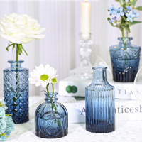 Vases Bourgeon Verre Ensemble de 12 Petits Vases à Fleurs Bleues pour Centres de Table en Vrac Vase Vintage pour Mariage Mini Vase
