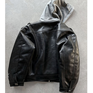 Новая дизайнерская кожаная куртка-худи оверсайз на молнии с принтованным логотипом, в стиле стритвир - Product Image 2