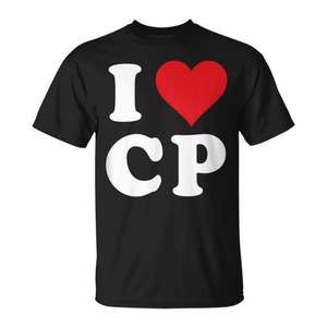 Camiseta I Love Cp Initials de algodón negro unisex para adultos talla S M L XL XXL - Product Image 1