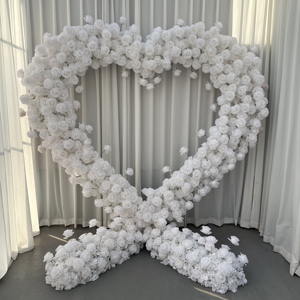 Arco de corazón de rosa roja al por mayor con fondo de flores arco Floral 8ft X 8ft arco de flores personalizado corazón para decoración de boda - Product Image 3