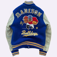 Chaqueta Universitaria Personalizada de Alta Calidad, Chaqueta Universitaria de Invierno con Mangas de Cuero de Alta Calidad, Chaqueta Universitaria de Béisbol con Letras Bordadas para Hombre