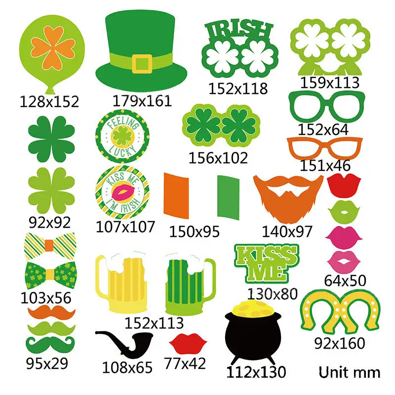 Hiasan foto dekorasi Festival keberuntungan hari St. Patrick Irlandia dengan berbagai bentuk