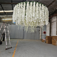 Guirlande de fleurs artificielles de glycine rouge SMS pour plafond, décoration florale pour mariage, salle de banquet, toile de fond