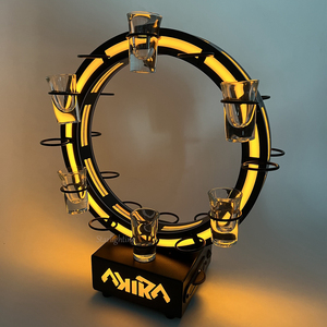 OEM nightclub forniture per feste shot porta occhiali logo personalizzato in metallo artigianale segno luce oro bagliore nel buio LED presentatore di bottiglia - Product Image 2