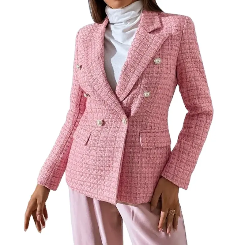 Wholesale 2022 new style woolen double-breasted suit jacket multicolor ladies
