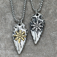Collier pendentif géométrique bouclier Viking nordique avec chaîne en acier inoxydable plaqué or bijoux unisexe pour hommes
