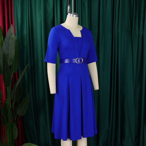 D533 Ultimo Design Abiti da Ufficio Primaverili per Signore, Vestiti Casual da Donna in Tinta Unita, Eleganti Abiti a Linea A per Carriera, Stile Africano - Product Image 4