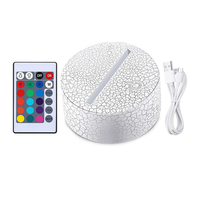 Lampe LED 3D à 16 couleurs, base en acrylique, décoration de Noël, affichage LED 3D illusion avec alimentation secteur