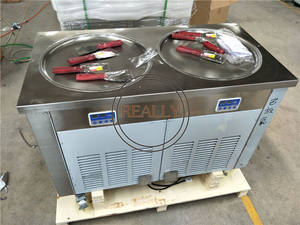 เครื่องทำไอศกรีมสองกระทะทอดพร้อมช่องแช่แข็งเครื่องม้วน<span class=keywords><strong>ไอศกรีม</strong></span>ผัดไทย - Product Image 2