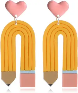 Handmade Polymer Clay Pencil Earrings for Teachers Drop Dangle Earrings Jewelry Gifts