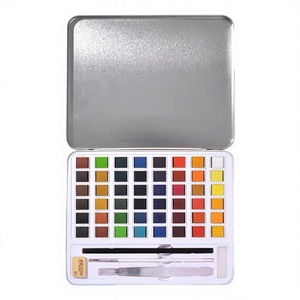 Mikailan 12/36/48 Colors Metallic Pearlescent Solid Watercolor <b>Paint</b> with <b>Water</b> Ink Brush Set /Paper - Product Image 2