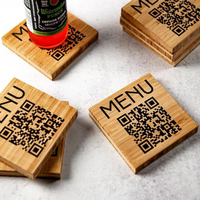 En bois QR Code Menu Signe Table Bois NFC Menu Carte Coaster pour Restaurant