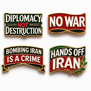 Épinglette en émail personnalisée avec message de paix, épinglette de revers 'Mains libres pour l'Iran', badge 'Diplomatie, pas <span class=keywords><strong>destruction</strong></span>', cadeau promotionnel - Product Image 1