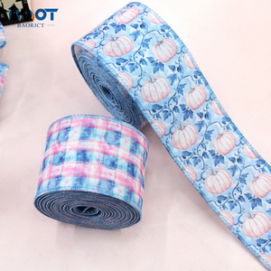 Pita Karangan Bunga Labu Motif Kotak-kotak Biru, Pita Gaya Pedesaan untuk Karangan Bunga Pintu Depan, Dekorasi Rumah untuk Thanksgiving - Product Image 4