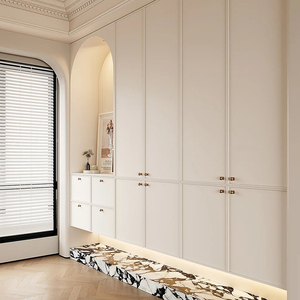 <span class=keywords><strong>Mueble</strong></span> Zapatero de Estilo Francés Tradicional Moderno para Sala de Estar, Almacenamiento Modular Personalizado para Toda la Casa con Puertas Tejidas de <span class=keywords><strong>Ratán</strong></span> Integradas - Product Image 1