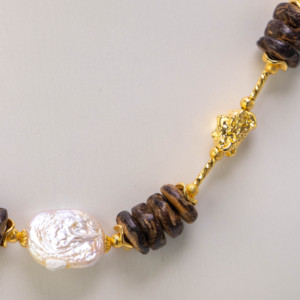 Ensemble de Chaînes Bohèmes en Alliage de Cuivre avec Pierre Œil de Tigre, Perle d'Eau Douce et Motif Géométrique Nez de Cochon, Réaction Maillard, Niche Unique - Product Image 3