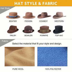 Wholesale Wide 10cm Brim Polyester/Cotton Fedora Hats for Women Image Casual Party Water <b>Drop</b> Shape Retroexcavadora Sauna Hat - Product Image 6