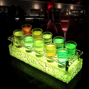 Glowing <b>Rainbow</b> Cocktail Holder Frosted Ice Style Shot Glass Set For Bar Party 10pcs - Product Image 3