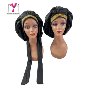 LAWLESS HAIR Satin <b>Bonnet</b> With Elastic Tie Diamond Trim Printed Logo Fashion Headwear For Women Home Use 56-58CM - Product Image 2
