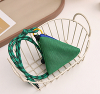 Porte-monnaie à fermeture éclair motif dessin animé, mini sac à main avec cordon de cou réglable, couleurs assorties, usage quotidien