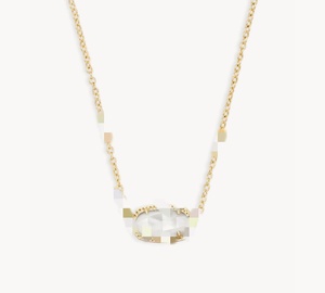 Collana in acciaio inossidabile con conchiglia ovale 18K PVD collana in oro genuino con conchiglia geometrica turchese - Product Image 2